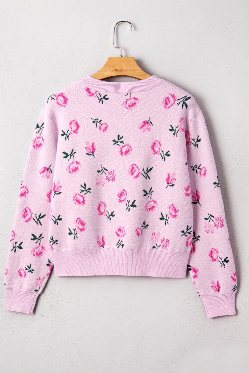 Delicacy Sweet Floral Print Drop Shoulder Cropped Sweater Dear-Lover Dropshipping